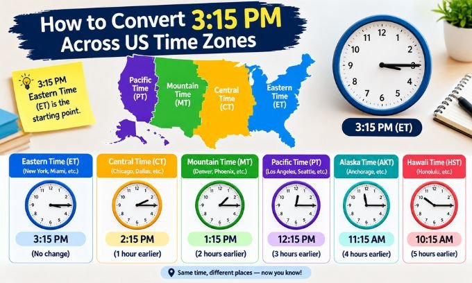 Convert 315 PM Across US Time Zones