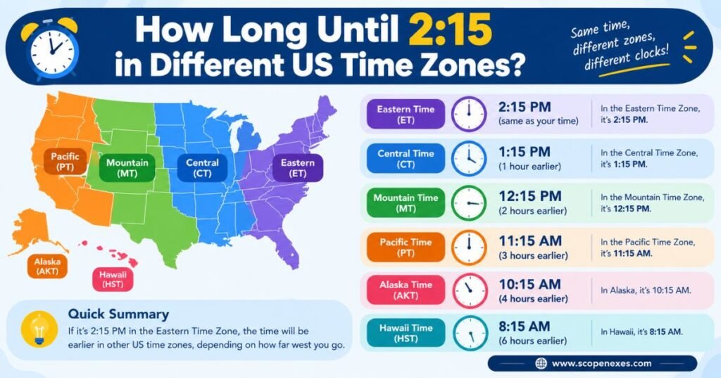 How Long Until 2:15 in Different US Time Zones?